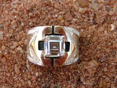 Fancy 14kt Gold and Sterling Silver Ring